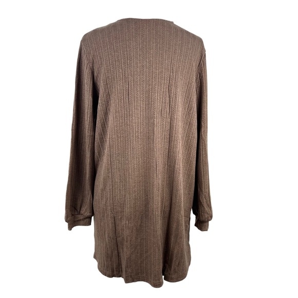NWT Blu Pepper Cozy Ribbed Open Front Cardigan Brown Size Large - Picture 3 of 6